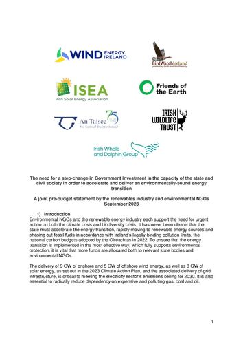 Joint Statement on Government Investment in Environmental Capacity - OEF