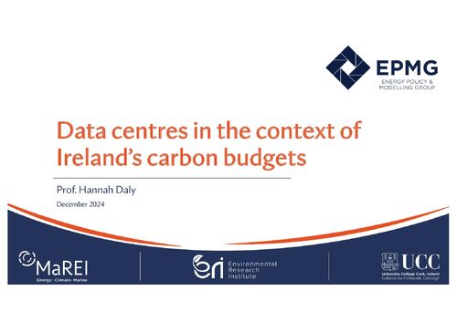 Data centrres and the carbon budgets - Prof Hannah Daly Dec 2024