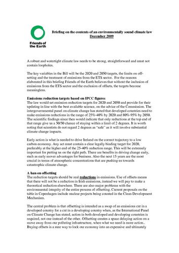 Publication cover - 2009_1129 Briefing on the contents of an environmentally sound climate law