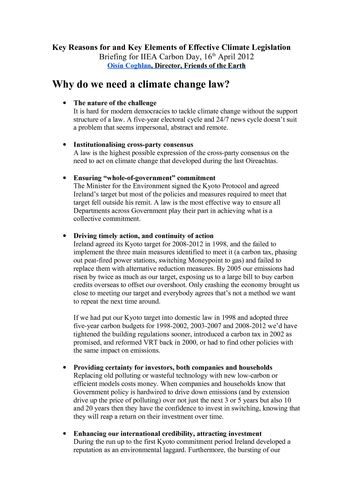 Publication cover - Oisin Coghlan, Friends of the Earth - Key reasons for and key elements of effective climate legislation - IIEA 2012-0416