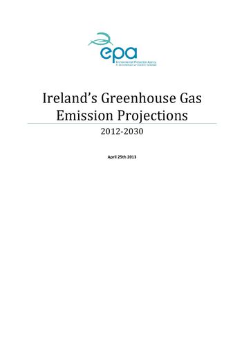 Publication cover - Ireland's Greenhouse Gas Emissions Projections